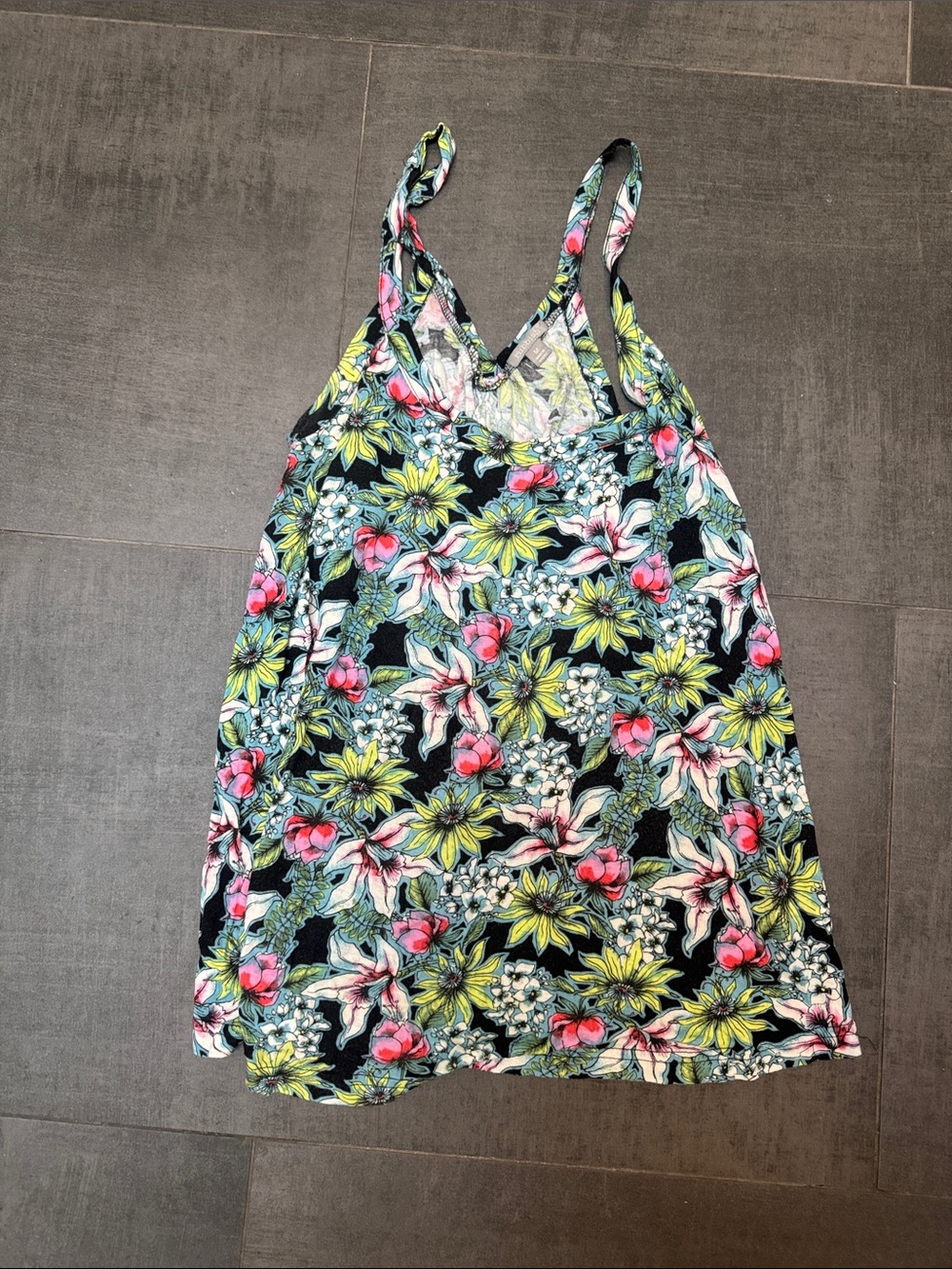 Rubbish Floral Sleep Chemise - Black with Pink & Yellow Flowers